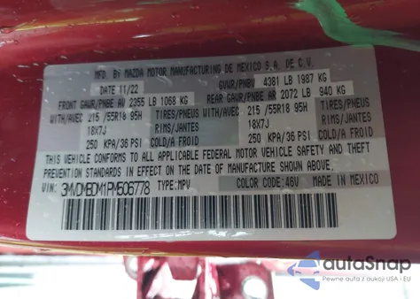 2023 Mazda Cx-30 2.5 S Premium z USA, uszkodzony, nr VIN 3MVDMBDM1PM506778